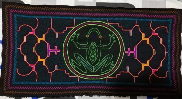 Handmade Rug Inspired By Kambo, Fusion Of Matses And Shipibo Tribe, 80cm X 40cm
